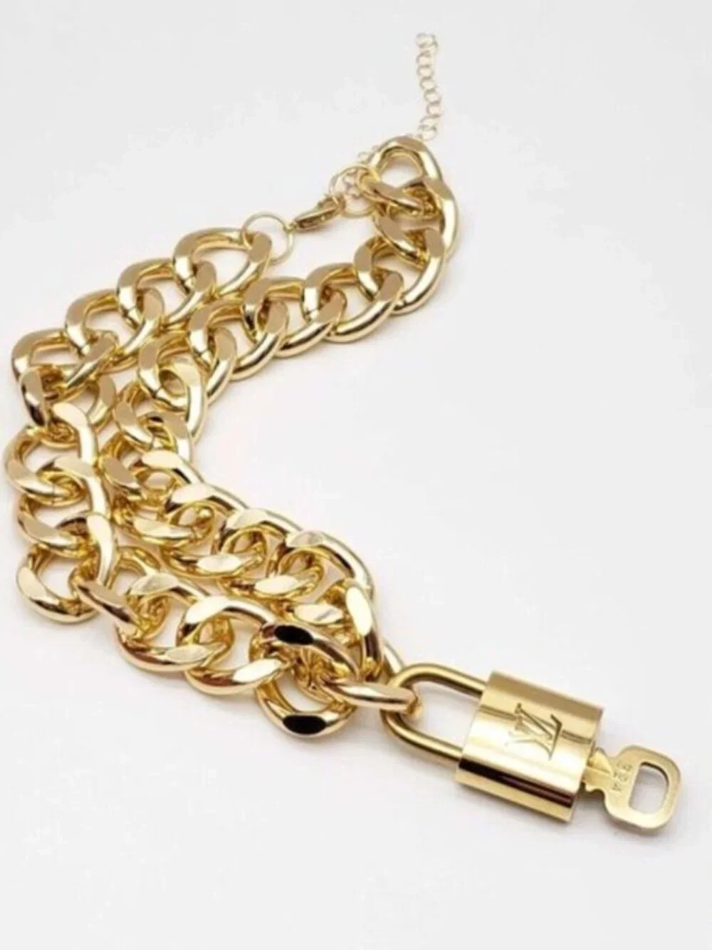 Gold-Plated Necklace with Authentic Louis Vuitton Padlock